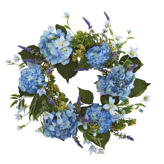 24&#x201D; Blue Hydrangea Wreath
